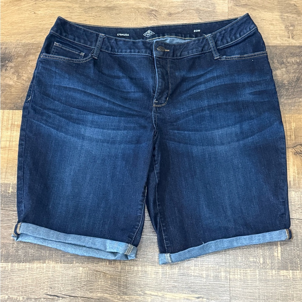 Dark Blue Denim Roll-Cuff Women’s Shorts